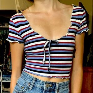 Striped Primark Short Sleeved Crop Top
